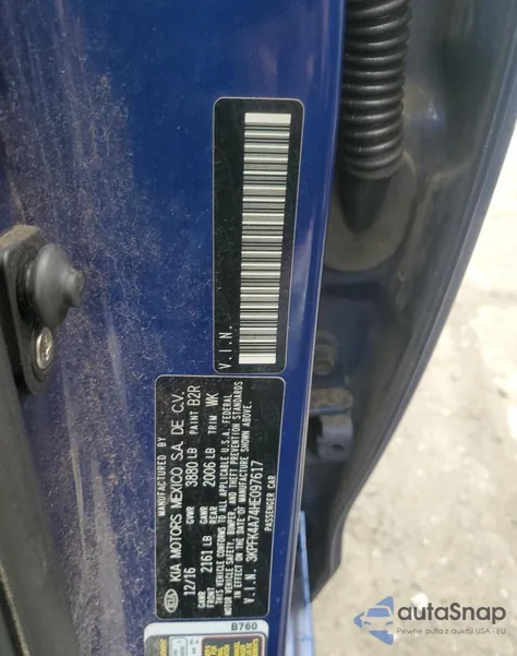 2017 Kia Forte Lx from USA, damaged, VIN 3KPFK4A74HE097617